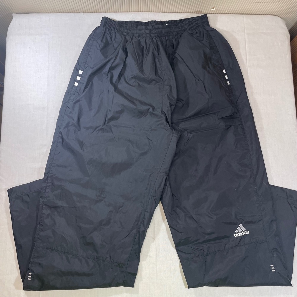 Adidas Vintage 2001 Black Nylon Mesh Lined Track Pants Mens Medium 939005